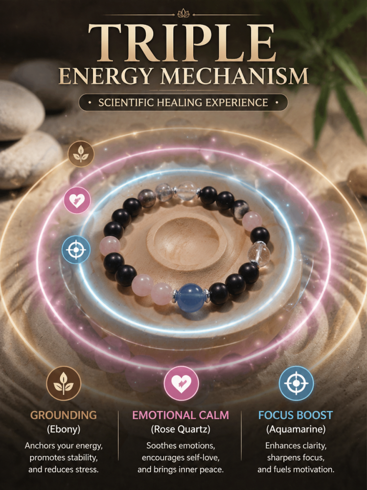 "Night Fog and Starlight" Ebony x Rose Quartz x Aquamarine Bracelet `#EbonyBracelet #RoseQuartzBracelet #AquamarineBracelet #CoolLovelyAccessory #GemstoneBracelet #HealingAccessory #CommuteAccessory #DailyAccessory #StudentAccessory #GiftRecommendation`
