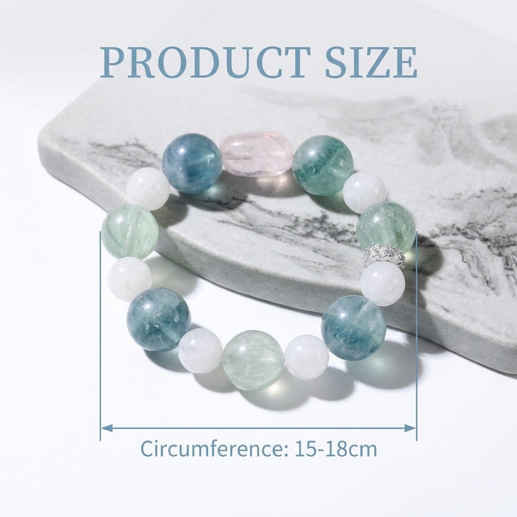 「海の月」アクアマリン×クリスタルブレスレット