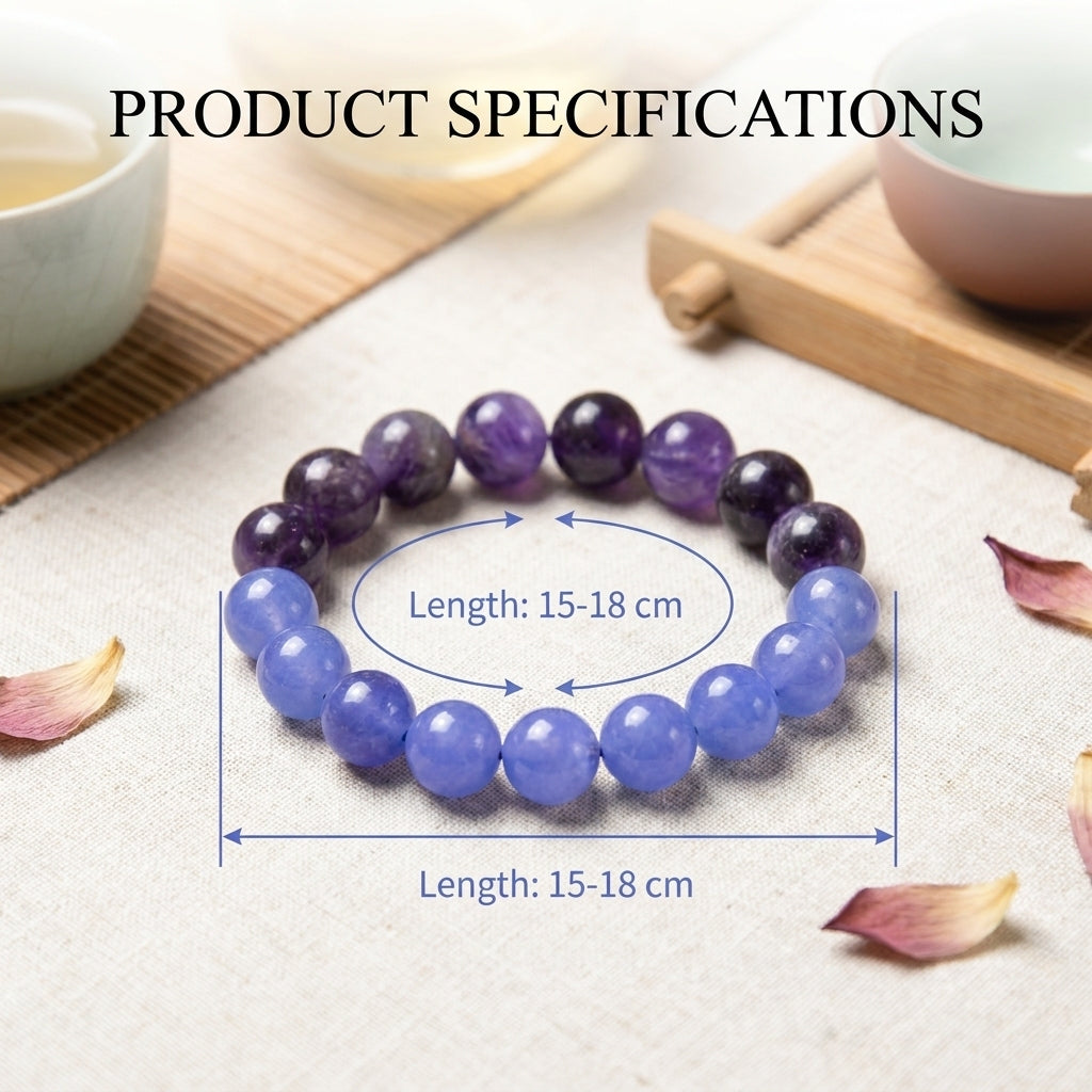 "Purple Dream and Blue Waves" Amethyst x Blue Chalcedony Bracelet