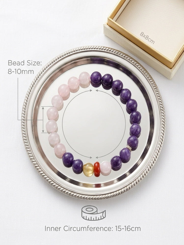 "Welcoming Purple Fortune" Purple Mica x Rose Quartz Abundant Treasure Bracelet