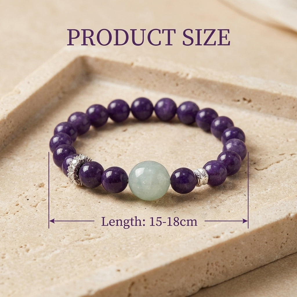 "Pure Radiance of Purple Mist" Lithiophilite x Aquamarine Bracelet