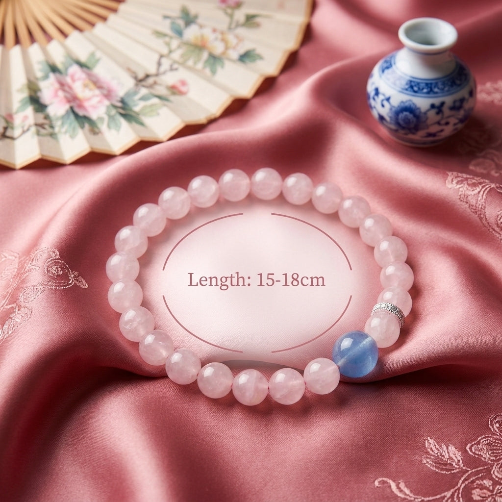 "Pink and Blue Dreams" Rose Quartz x Aquamarine Bracelet
