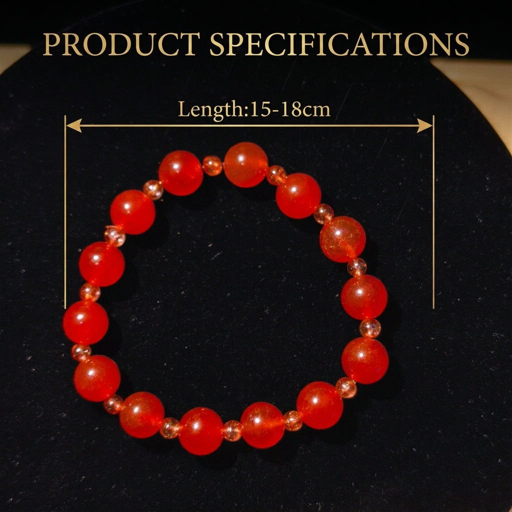 "Flaming Fortune" Red Agate x Gold Strawberry Quartz Bracelet ("Flaming Fortune" Red Agate x Gold Strawberry Quartz Bracelet｜Natural Stones for Vitality and Financial Luck)
