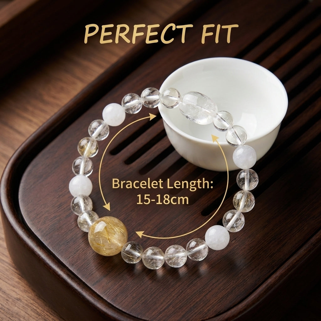 "Sun's Radiance" Crystal x Rutilated Quartz Bracelet