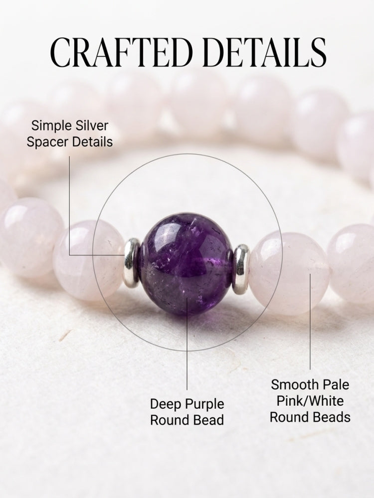 "Pink Night Sky" Rose Quartz x Amethyst Bracelet