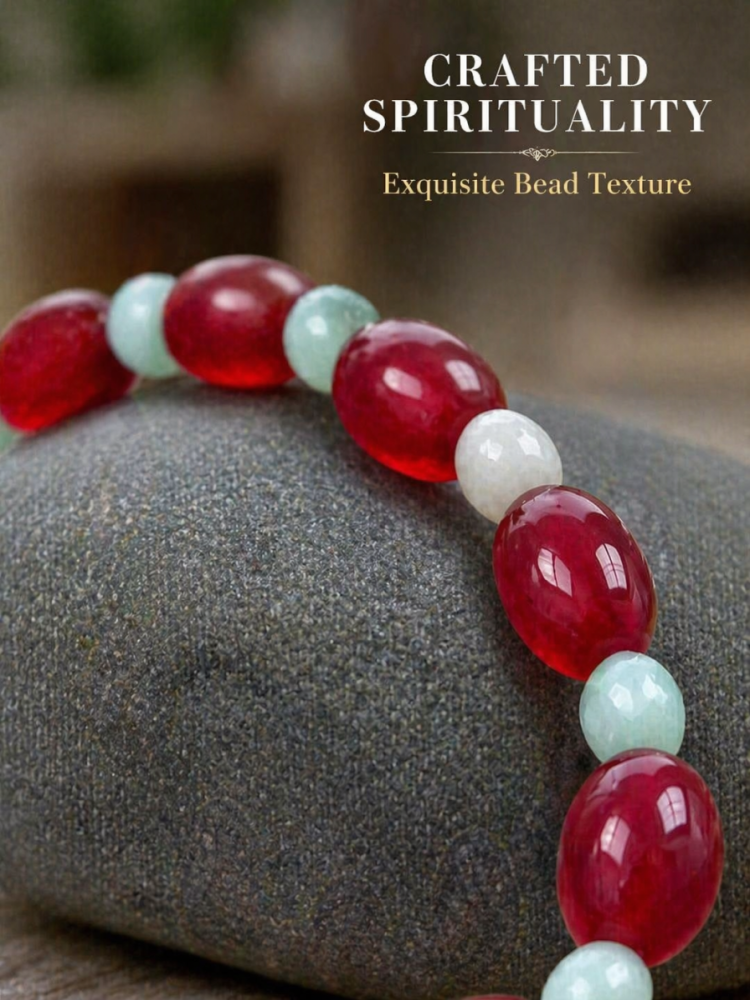 "Crimson Luck and Azure Serenity" Red Agate x Amazonite Bracelet