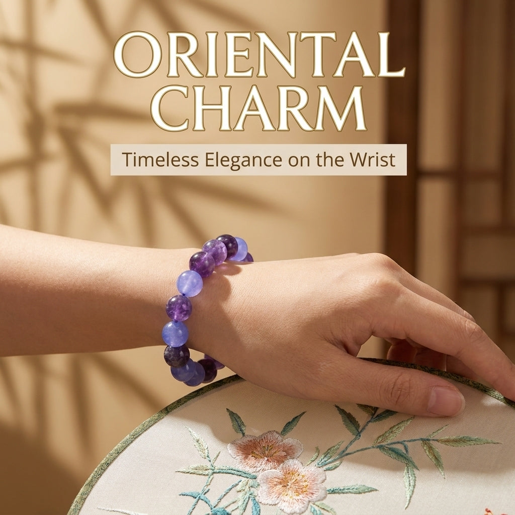 "Purple Dream and Blue Waves" Amethyst x Blue Chalcedony Bracelet