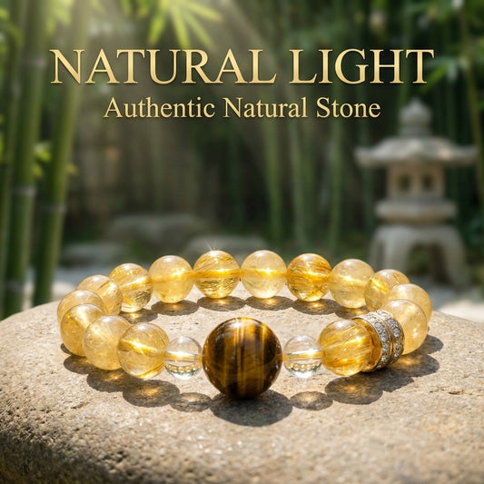 "Golden Glow" Rutilated Quartz & Tiger's Eye Bracelet