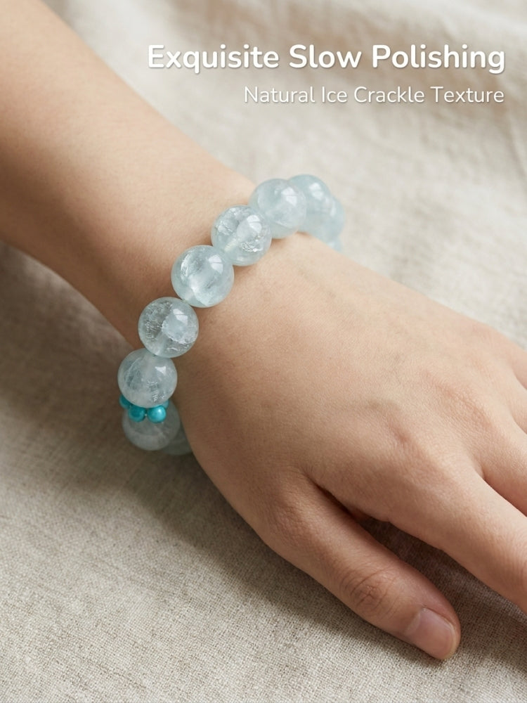 "Transparent Ice Sea" Calcite x Aquamarine Bracelet
