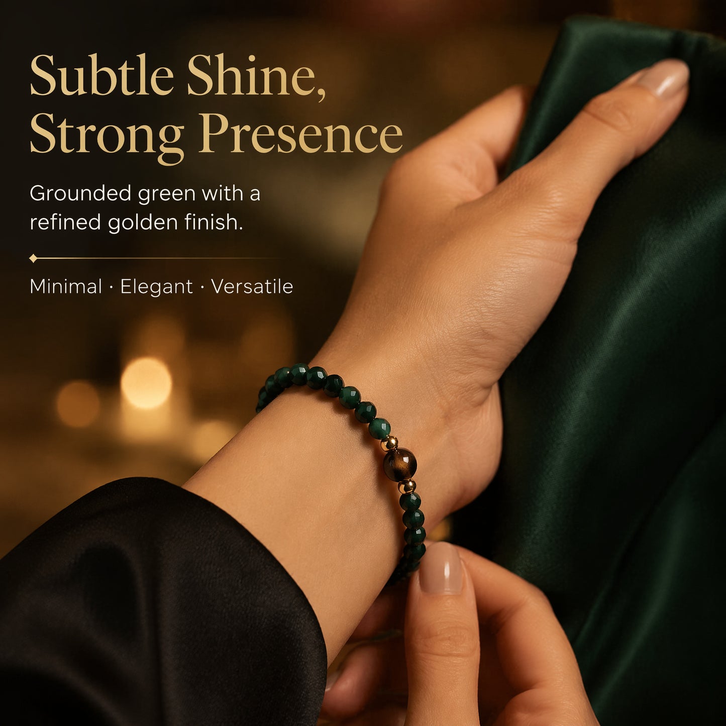 "Sunset in Aomori" Green Tiger's Eye x Smoky Quartz Bracelet
