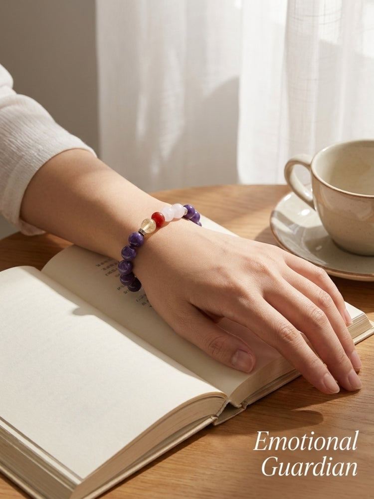"Welcoming Purple Fortune" Purple Mica x Rose Quartz Abundant Treasure Bracelet