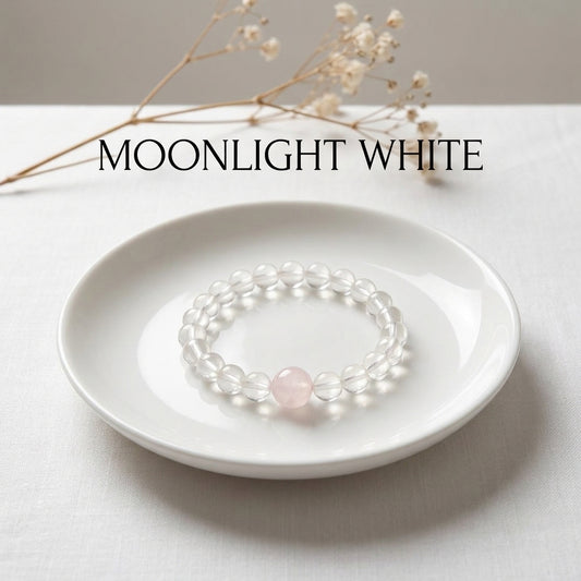 "White Radiance of the Moon" Crystal x Rose Quartz Bracelet