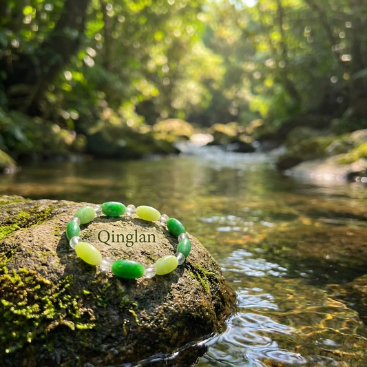 "Forest Wind" Green Jade x Crystal Bracelet