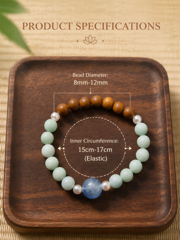 「松の間の海の音」サンダルウッド×アクアマリンブレスレット`#サンダルウッドブレスレット #アクアマリンブレスレット #禅風アクセサリー #パワーストーンブレスレット #心を癒すアクセ #通勤アクセ #ナチュラルアクセ #天然石アクセ #東洋風アクセ #ギフトにおすすめ`