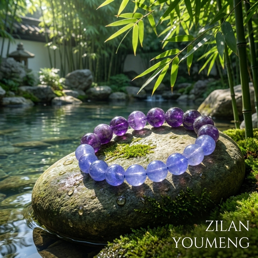 "Purple Dream and Blue Waves" Amethyst x Blue Chalcedony Bracelet