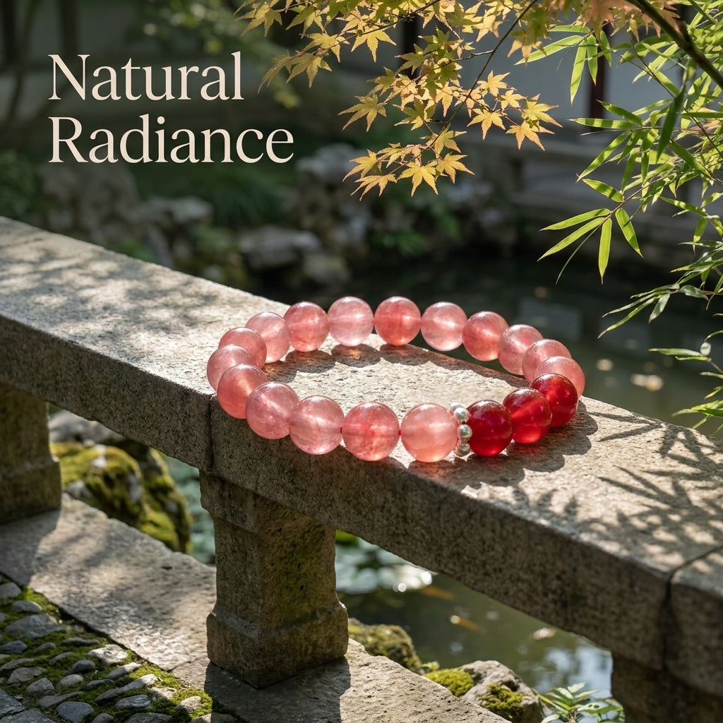 Rhodochrosite x Red Agate Bracelet "Scarlet Peach Light"