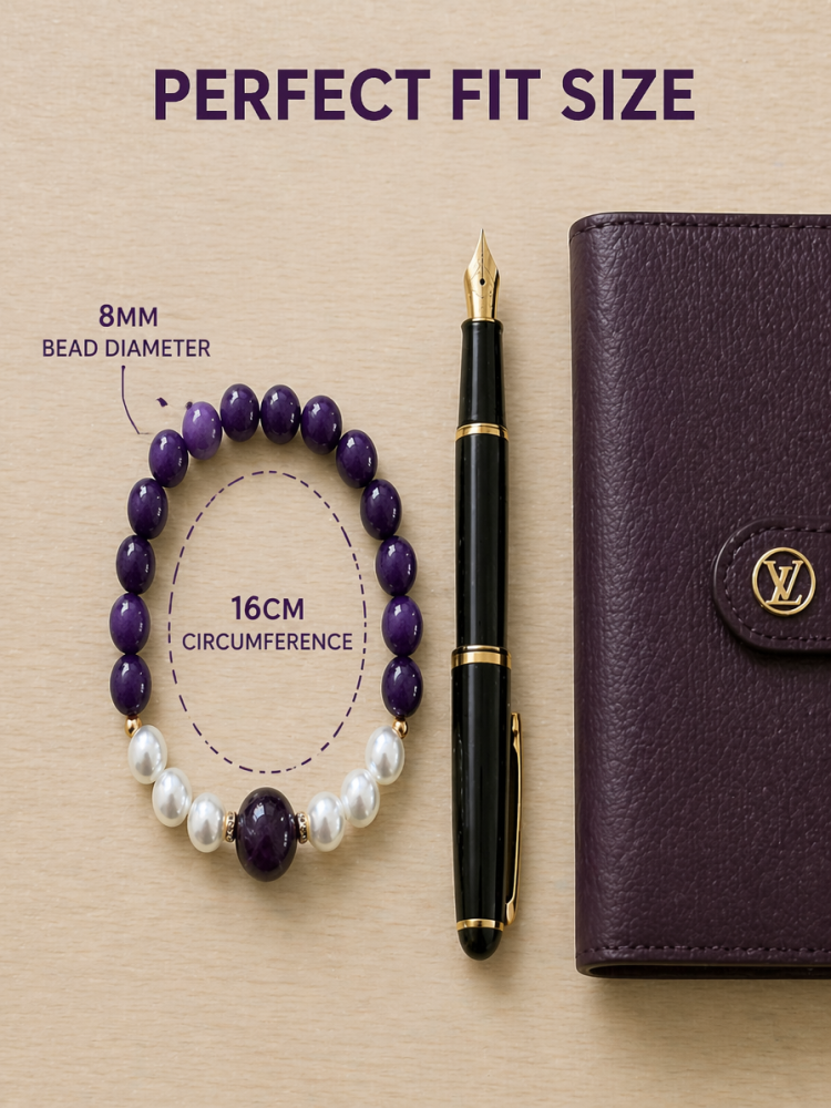 "Violet Moon Glow" Purple Mica (Amethyst-style) Pearl Bracelet