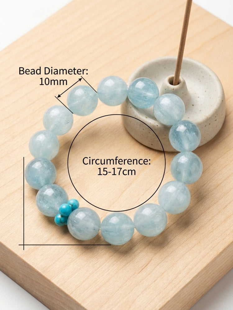 "Transparent Ice Sea" Calcite x Aquamarine Bracelet