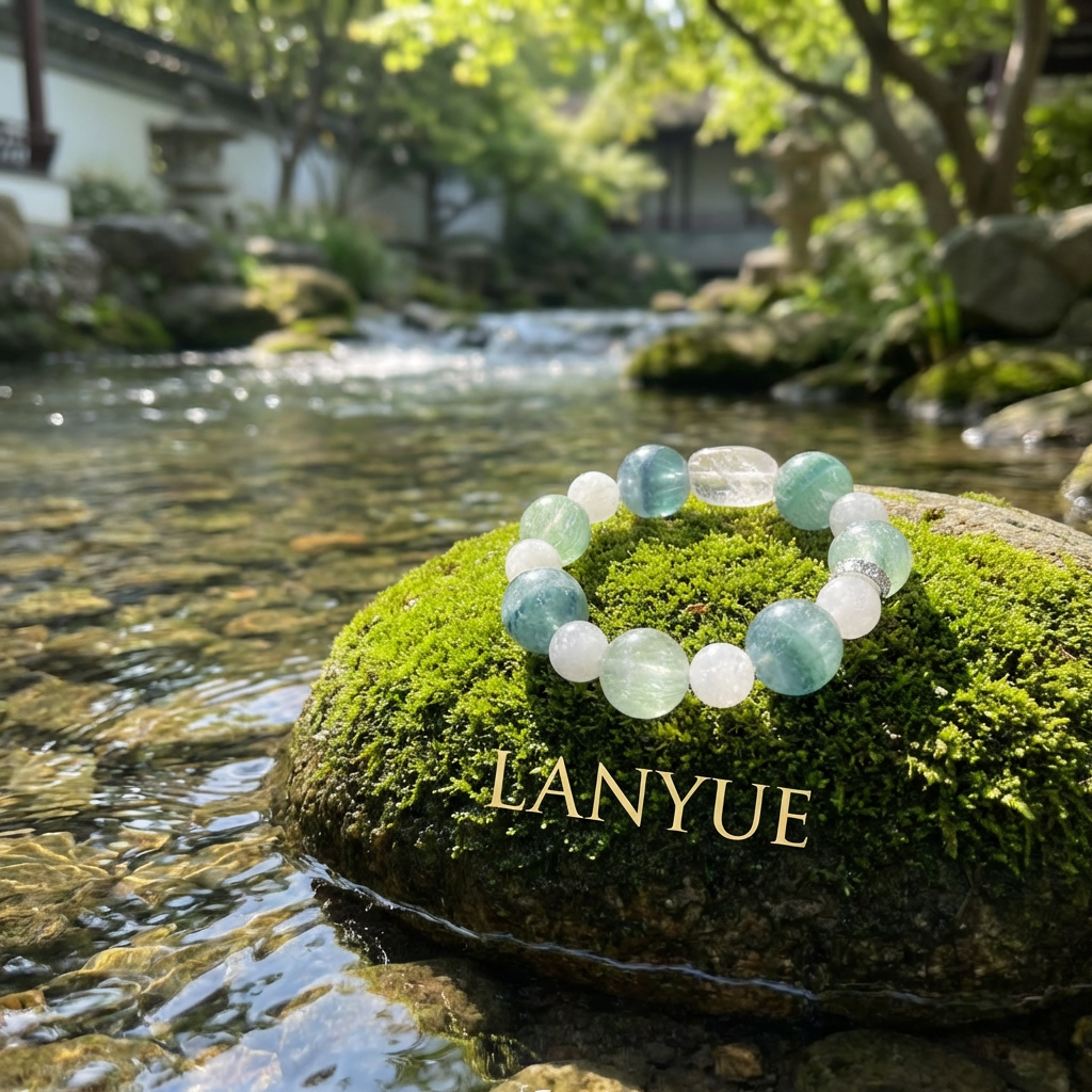 「海の月」アクアマリン×クリスタルブレスレット
