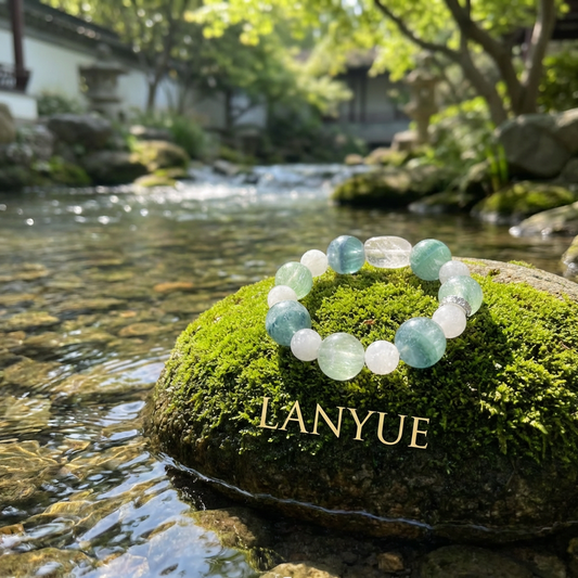 「海の月」アクアマリン×クリスタルブレスレット
