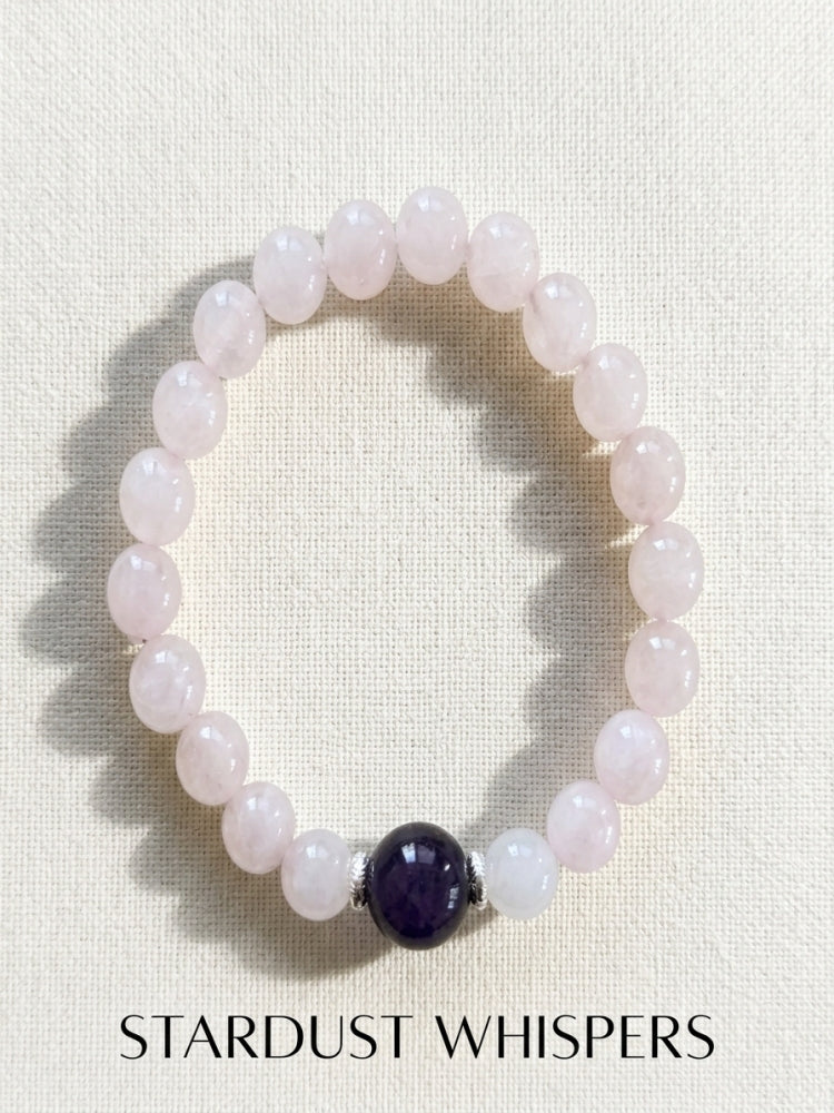 "Pink Night Sky" Rose Quartz x Amethyst Bracelet