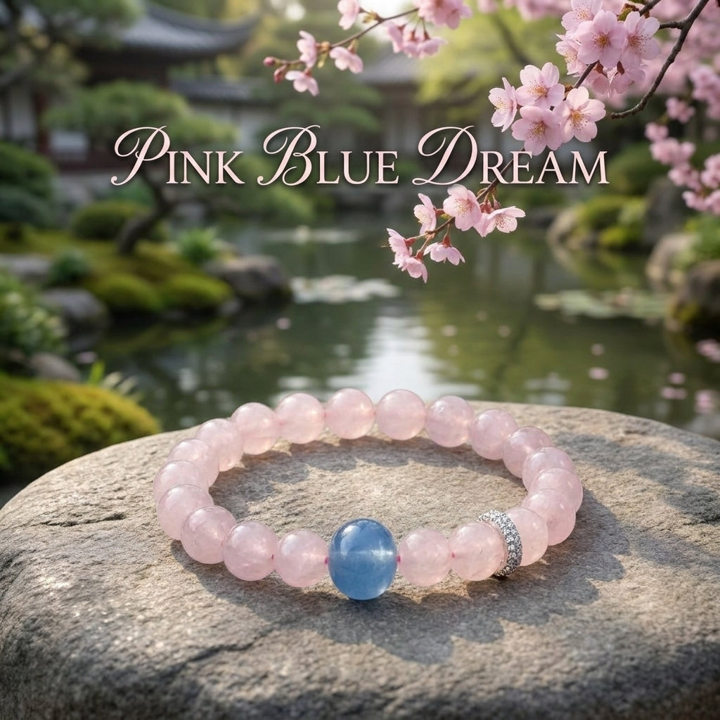 "Pink and Blue Dreams" Rose Quartz x Aquamarine Bracelet