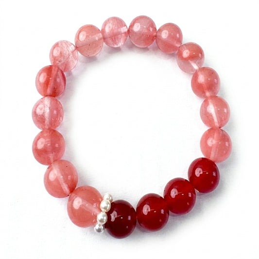 Rhodochrosite x Red Agate Bracelet "Scarlet Peach Light"
