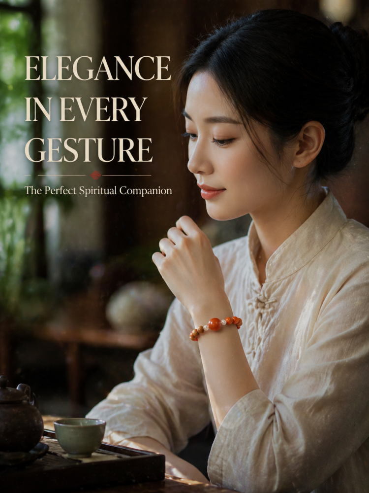 「檀の香りと紅の福」サンダルウッド×ナンホンメノウブレスレット