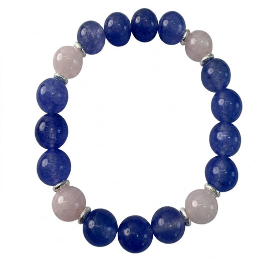 "Purple Blue and Pink Rhyme" Blue Chalcedony x Rose Quartz Bracelet