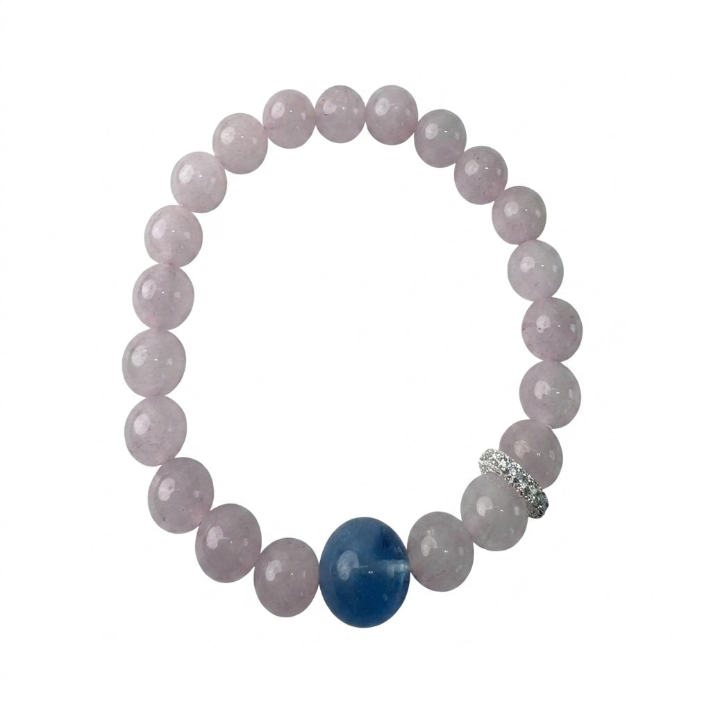 "Pink and Blue Dreams" Rose Quartz x Aquamarine Bracelet